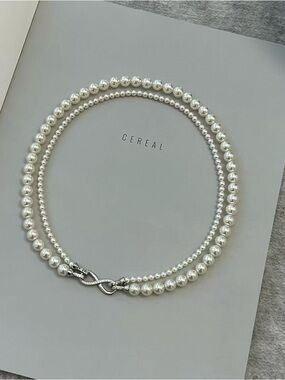 Elegant Fresh Water Pearl Double-Strand Necklace - White Pearls Nice Gift Idea